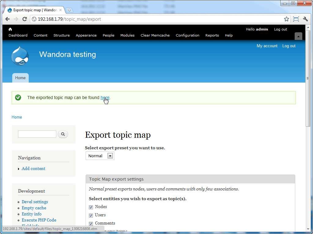 Drupal - Topic Map Export process