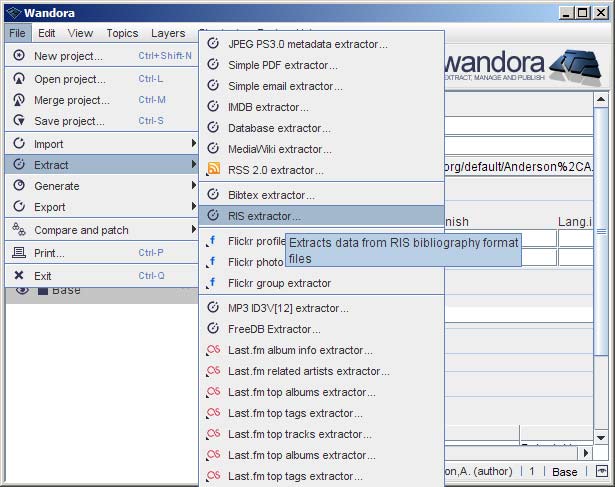 Selecting the RIS extractor
