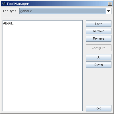 Tool manager window
