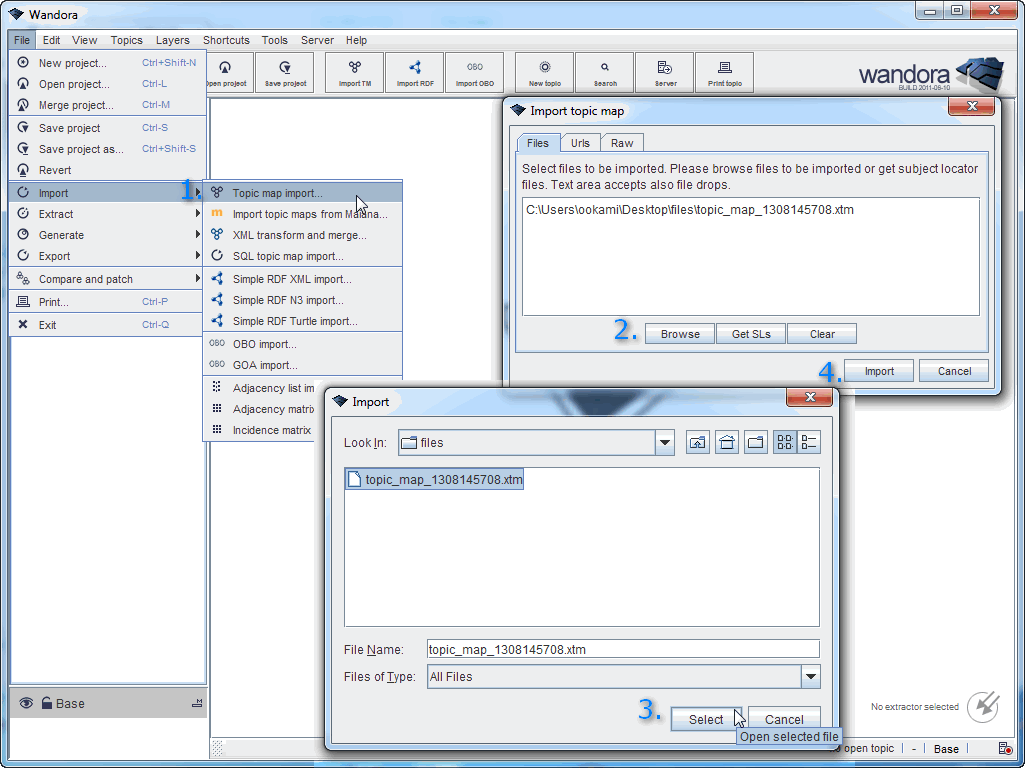 Wandora - Importing topic map
